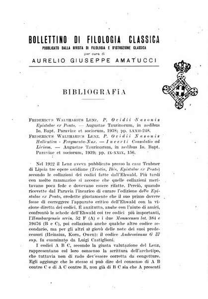 Bollettino di filologia classica