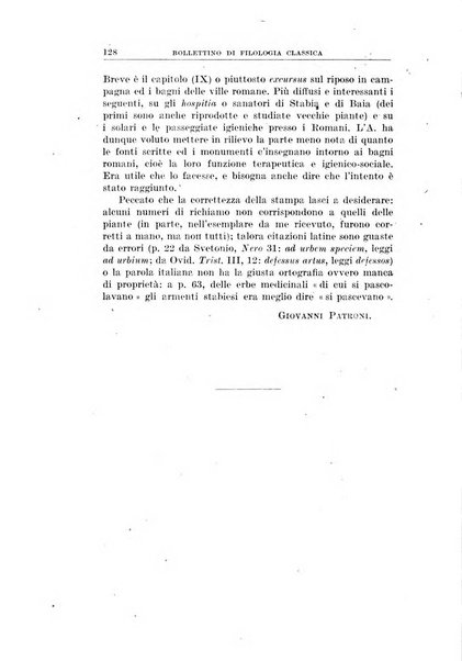 Bollettino di filologia classica