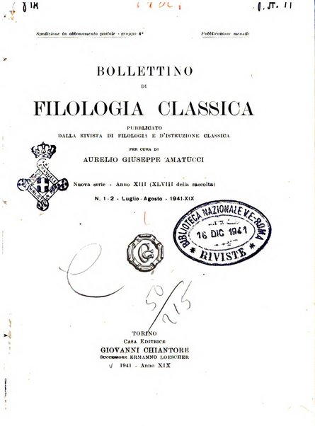 Bollettino di filologia classica