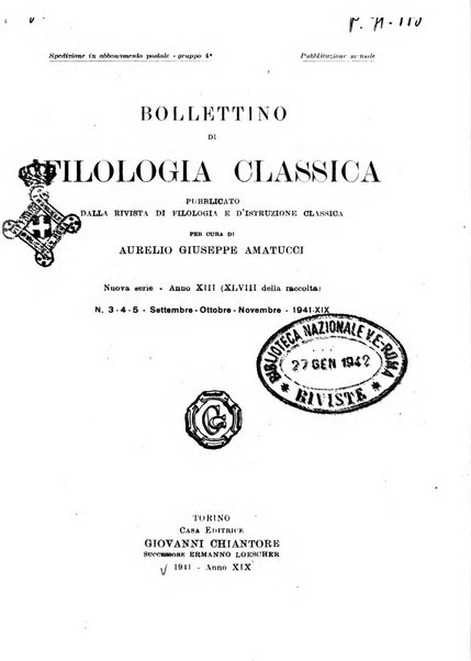 Bollettino di filologia classica