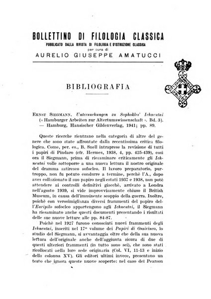 Bollettino di filologia classica