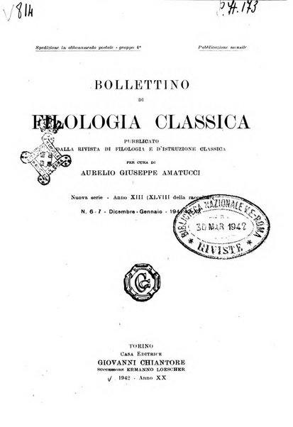 Bollettino di filologia classica