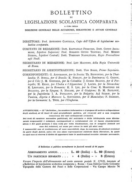 Bollettino di Legislazione scolastica comparata