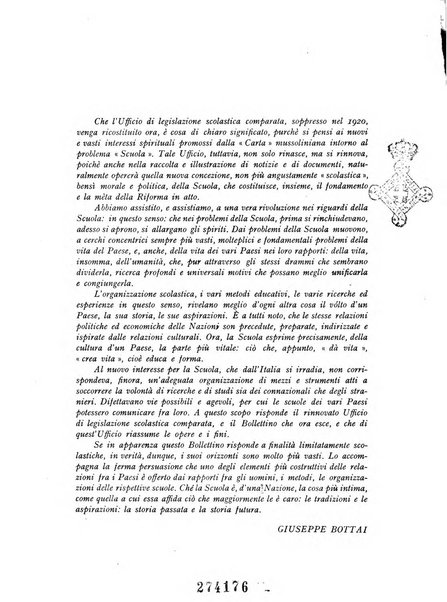 Bollettino di Legislazione scolastica comparata