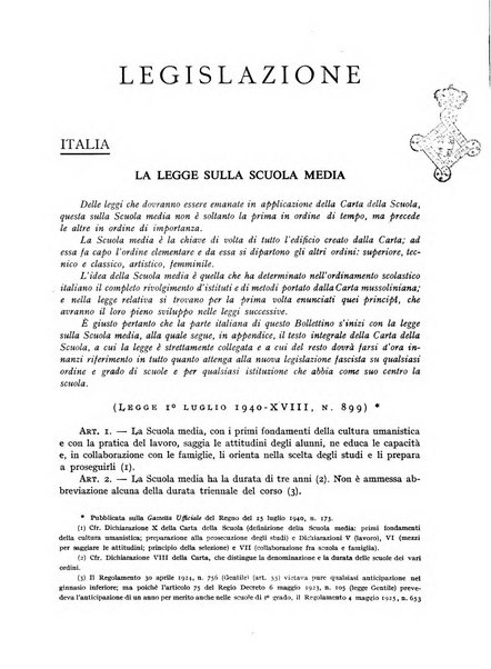 Bollettino di Legislazione scolastica comparata