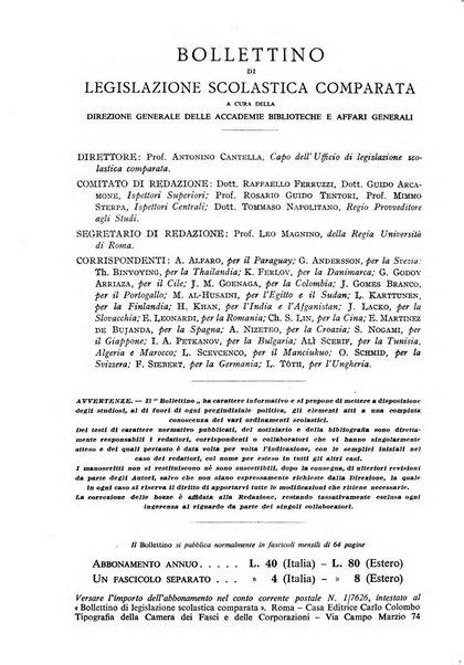 Bollettino di Legislazione scolastica comparata