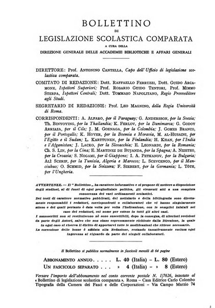 Bollettino di Legislazione scolastica comparata