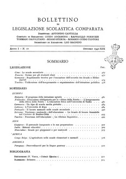 Bollettino di Legislazione scolastica comparata