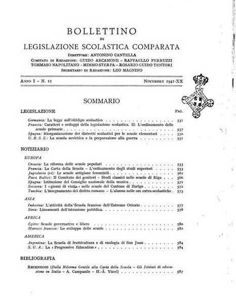 Bollettino di Legislazione scolastica comparata