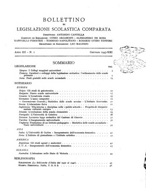 Bollettino di Legislazione scolastica comparata