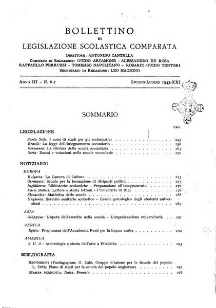 Bollettino di Legislazione scolastica comparata