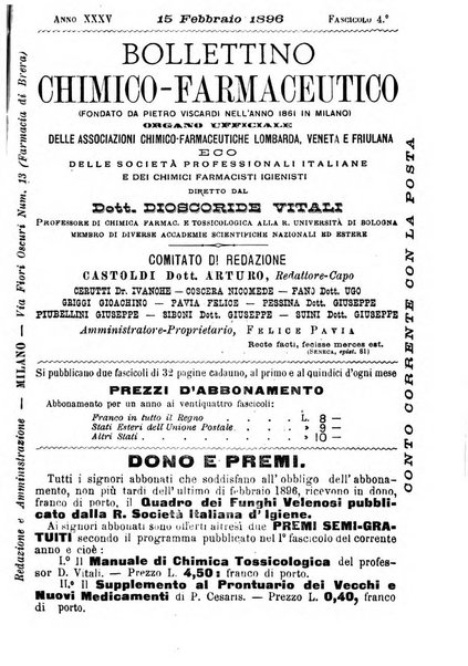 Bollettino farmaceutico organo dell'Associazione farmaceutica lombarda e della Società farmaceutica di mutua previdenza