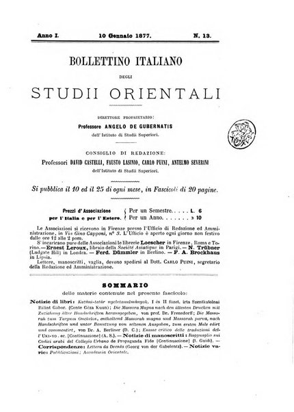 Bollettino italiano degli studii orientali