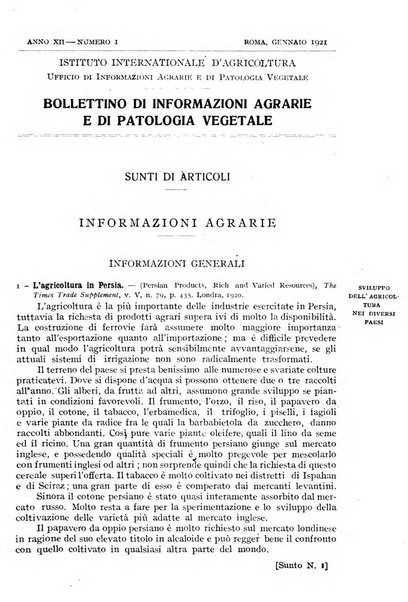 Bollettino mensile di informazioni agrarie e di patologia vegetale