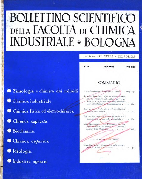 Bollettino scientifico della Facoltà di chimica industriale di Bologna