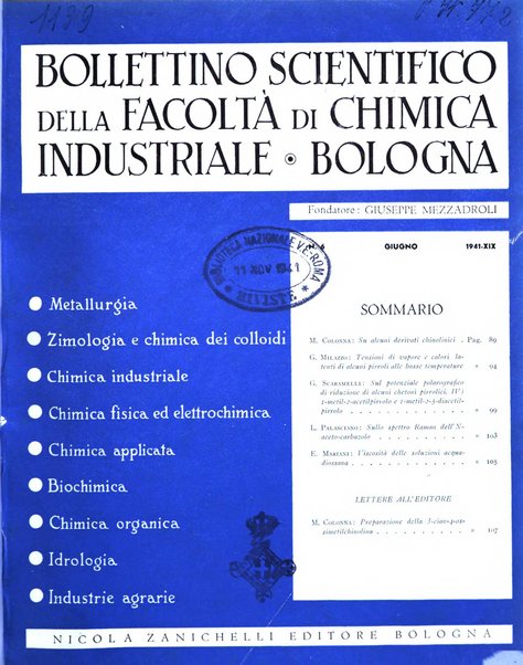 Bollettino scientifico della Facoltà di chimica industriale di Bologna