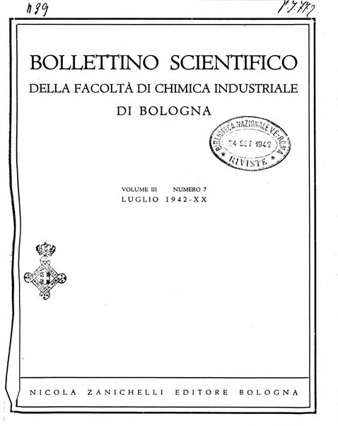 Bollettino scientifico della Facoltà di chimica industriale di Bologna