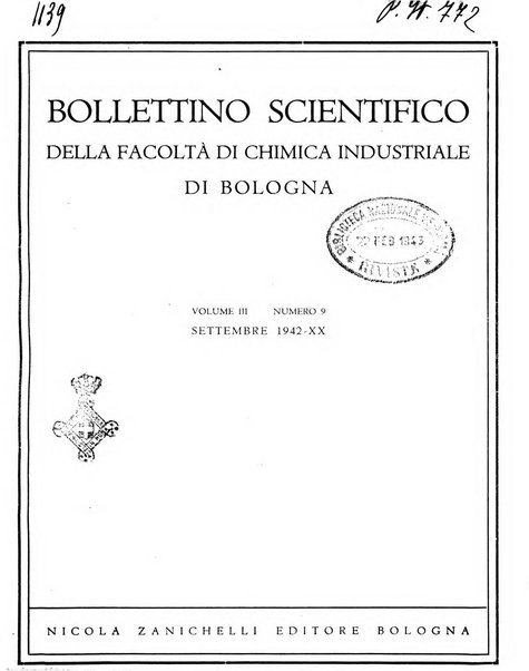 Bollettino scientifico della Facoltà di chimica industriale di Bologna