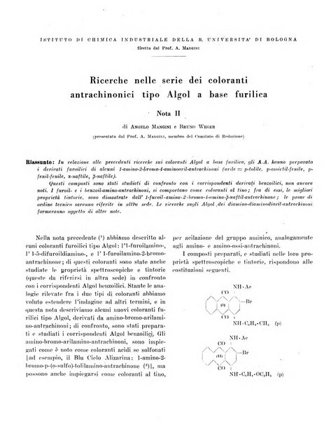 Bollettino scientifico della Facoltà di chimica industriale di Bologna