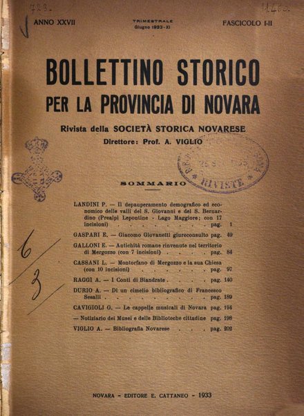 Bollettino storico per la provincia di Novara