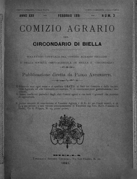 Bollettino ufficiale del Comizio agrario biellese e della Societa orto- agricola di biella e circondario