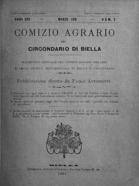 Bollettino ufficiale del Comizio agrario biellese e della Societa orto- agricola di biella e circondario