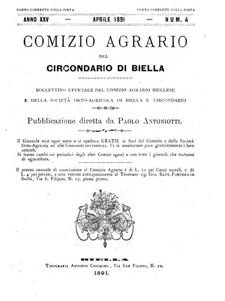 Bollettino ufficiale del Comizio agrario biellese e della Societa orto- agricola di biella e circondario