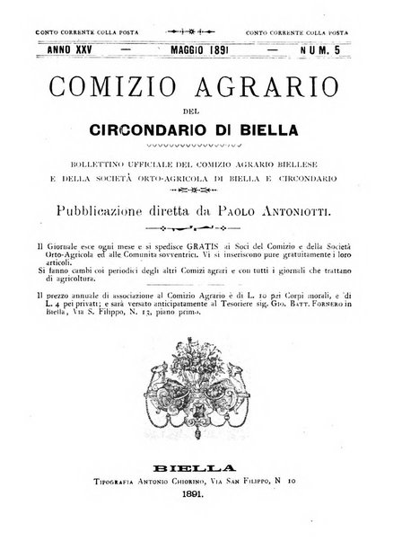 Bollettino ufficiale del Comizio agrario biellese e della Societa orto- agricola di biella e circondario