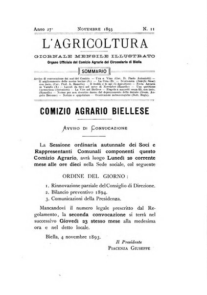 Bollettino ufficiale del Comizio agrario biellese e della Societa orto- agricola di biella e circondario