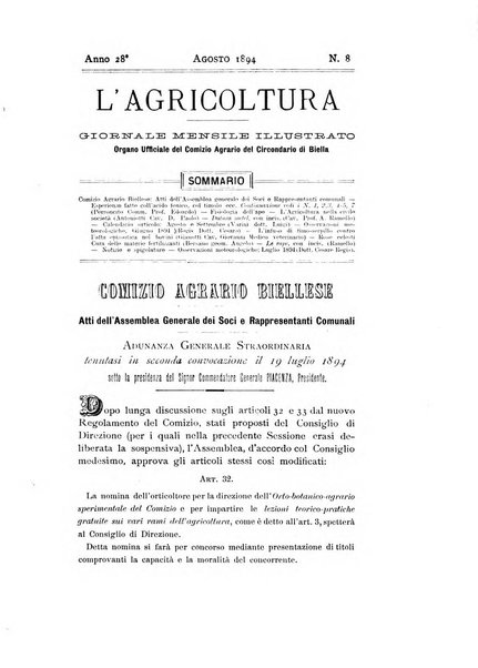 Bollettino ufficiale del Comizio agrario biellese e della Societa orto- agricola di biella e circondario