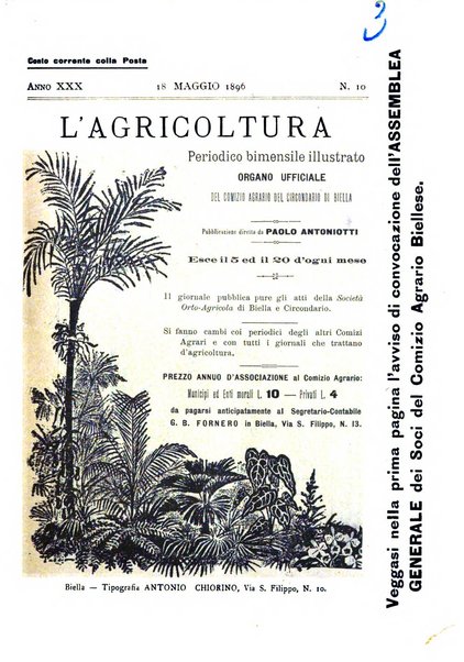 Bollettino ufficiale del Comizio agrario biellese e della Societa orto- agricola di biella e circondario