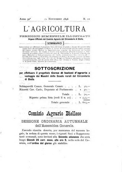 Bollettino ufficiale del Comizio agrario biellese e della Societa orto- agricola di biella e circondario