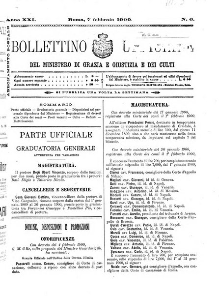 Bollettino ufficiale del Ministero di grazia e giustizia e dei culti