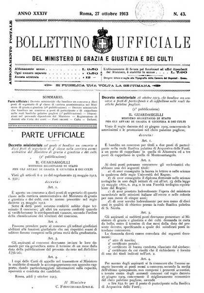 Bollettino ufficiale del Ministero di grazia e giustizia e dei culti