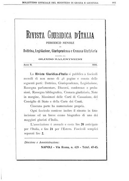 Bollettino ufficiale del Ministero di grazia e giustizia e dei culti