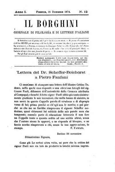 Il Borghini studi di filologia e di lettere italiane