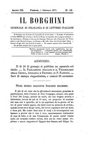 Il Borghini studi di filologia e di lettere italiane