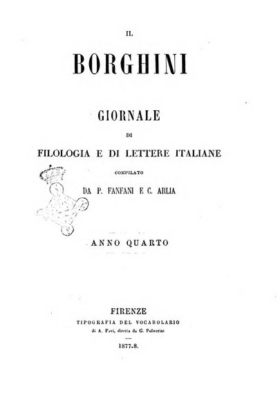 Il Borghini studi di filologia e di lettere italiane