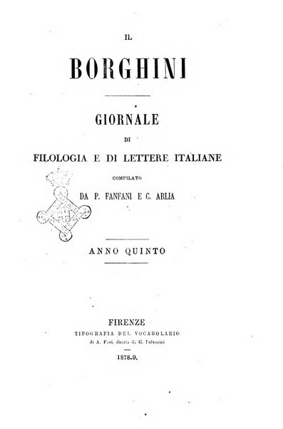 Il Borghini studi di filologia e di lettere italiane