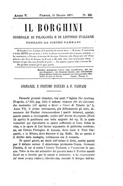 Il Borghini studi di filologia e di lettere italiane