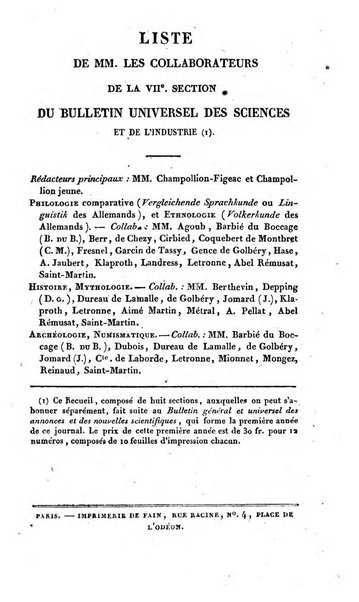 Bulletin des sciences historiques, antiquites, philologie septieme section du Bulletin universel des sciences et de l'industrie