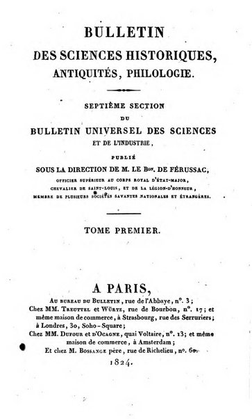 Bulletin des sciences historiques, antiquites, philologie septieme section du Bulletin universel des sciences et de l'industrie