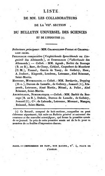 Bulletin des sciences historiques, antiquites, philologie septieme section du Bulletin universel des sciences et de l'industrie