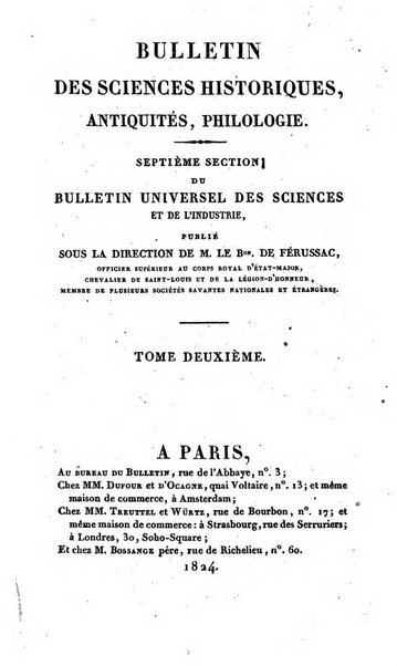 Bulletin des sciences historiques, antiquites, philologie septieme section du Bulletin universel des sciences et de l'industrie