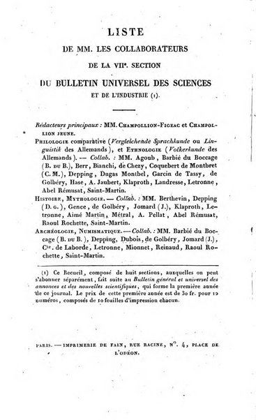 Bulletin des sciences historiques, antiquites, philologie septieme section du Bulletin universel des sciences et de l'industrie