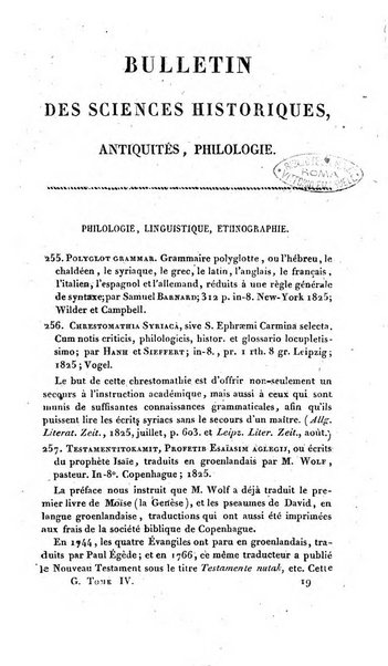 Bulletin des sciences historiques, antiquites, philologie septieme section du Bulletin universel des sciences et de l'industrie