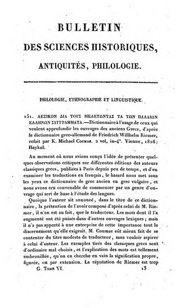 Bulletin des sciences historiques, antiquites, philologie septieme section du Bulletin universel des sciences et de l'industrie