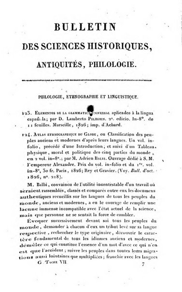 Bulletin des sciences historiques, antiquites, philologie septieme section du Bulletin universel des sciences et de l'industrie