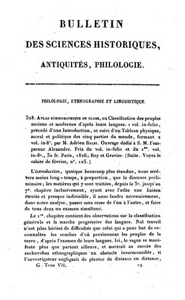 Bulletin des sciences historiques, antiquites, philologie septieme section du Bulletin universel des sciences et de l'industrie