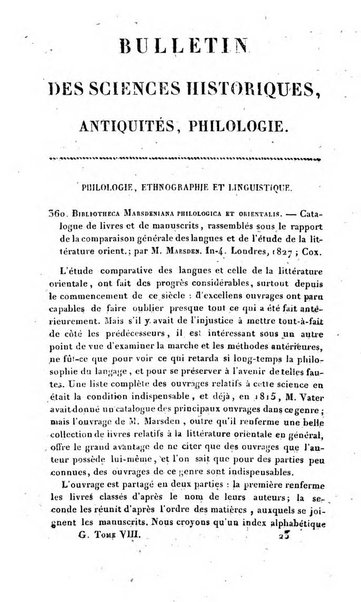 Bulletin des sciences historiques, antiquites, philologie septieme section du Bulletin universel des sciences et de l'industrie